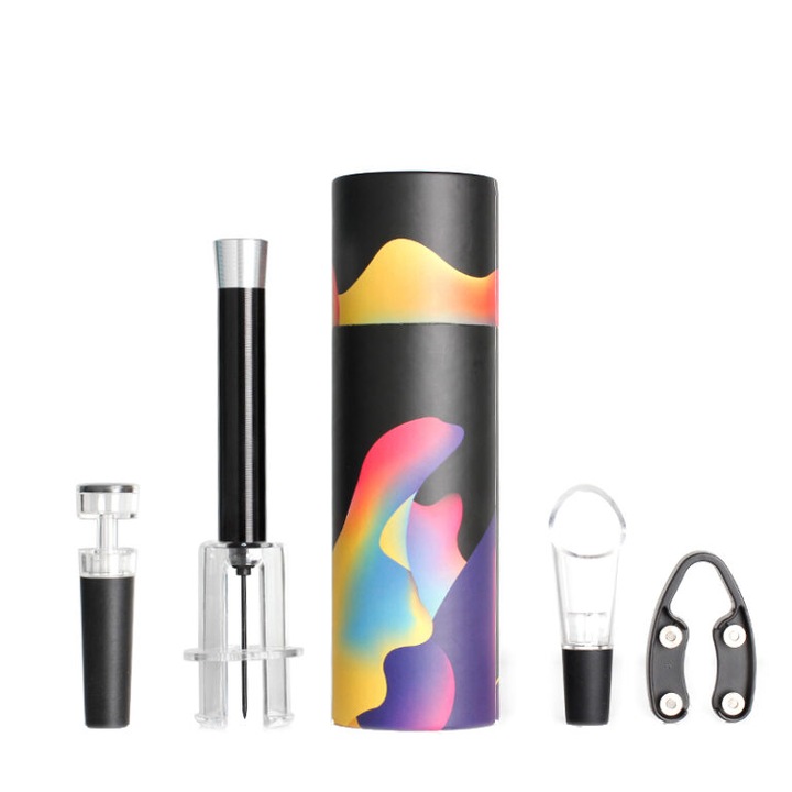 Set Tirbuson vin cu pompa de aer, accesoriu taiat folie, aerator, dop pompa vid