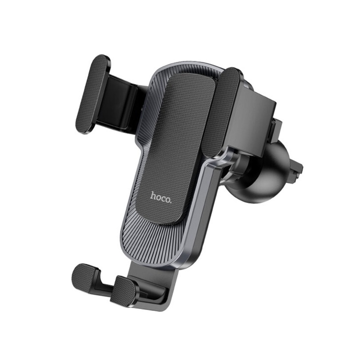 Suport auto pentru telefon, montare pe grila de ventilatie, clips de prindere, diagonala maxima 4.7-7", rotire 360, ABS, Negru