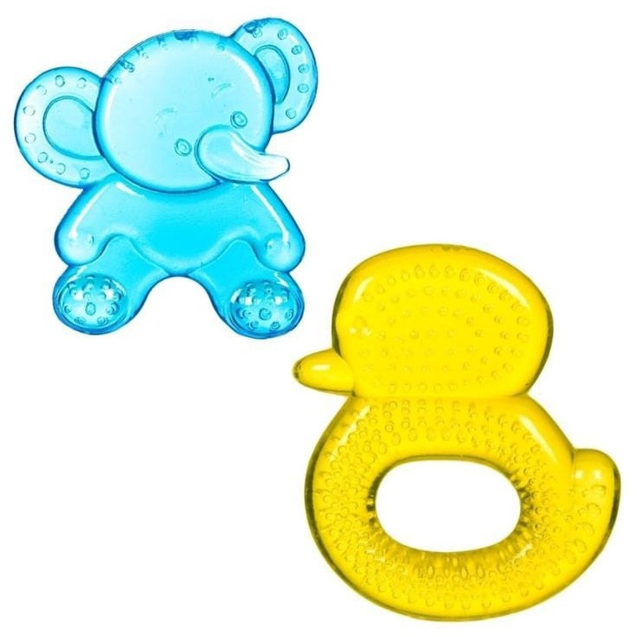 Szilikon játék - kék elefánt és sárga kacsa