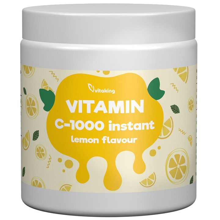 Pulbere instant de vitamina C cu aroma de lamaie, Vitaking, 400g