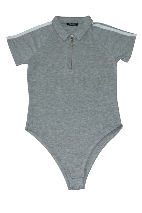 Боди, Адром, Обикновен печат, с цип, Сив