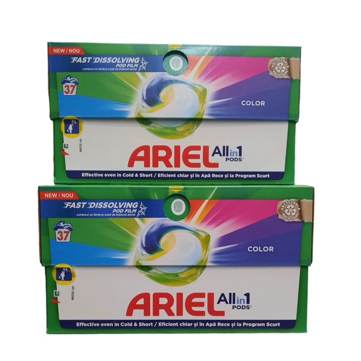 Ariel All in 1 Pods Color mosókapszula, 2x37 kapszula, 74 mosás