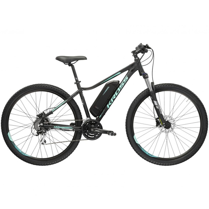 Електрически велосипед MTB Kross Lea Boost 1.0, 29″, Размер S, Черен/Зелен