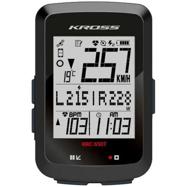 Computer GPS pentru biciclete Kross KRC 650 Track, wireless, negru
