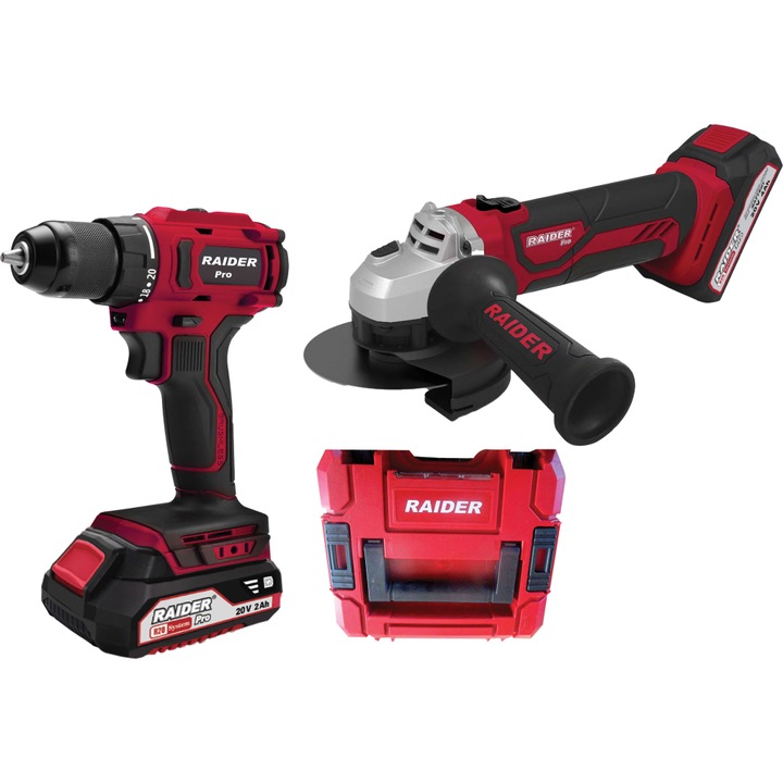 Bormasina si polizor unghiular R20 2Ah 4Ah RAIDER RDP-PBCDI20&SPAG20