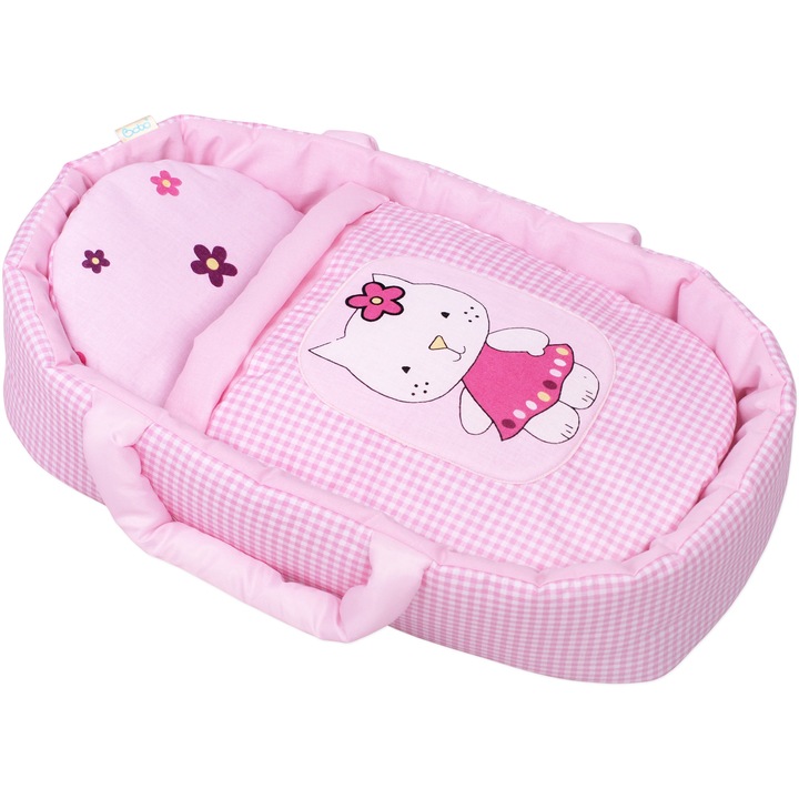 Marsupiu pentru papusi cu aplicare, BOBO, bumbac, poliester, multicolor, 45 cm