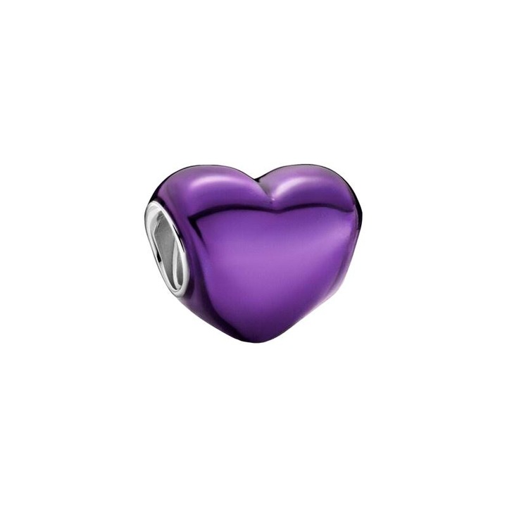 Charm dama, Purple Love, argint 925, pentru bratara DIY