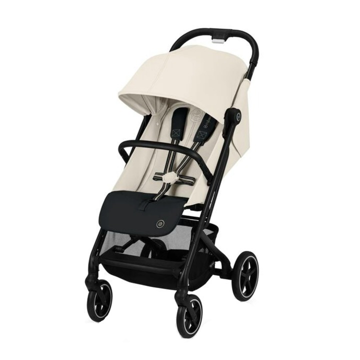 Детска количка Cybex Gold Beezy Canvas White, Черна рамка, Светлобежов