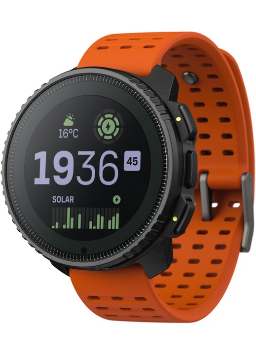 Часовник Suunto Vertical Steel Solar Canyon, соларен, мултифункционален, оранжев, силиконова каишка, 10 ATM