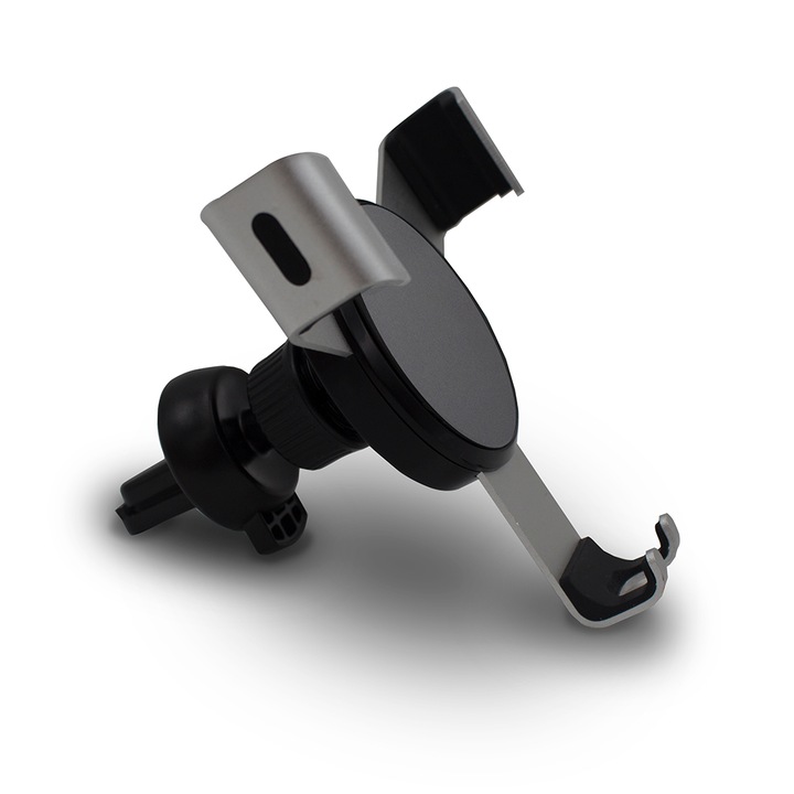 Suport auto universal pentru telefon mobil, Mounty, 10x9.2x6 cm, Gri