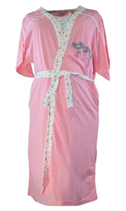 Camasa de noapte pentru alaptat cu halat Sevgi 681, Roz 106946