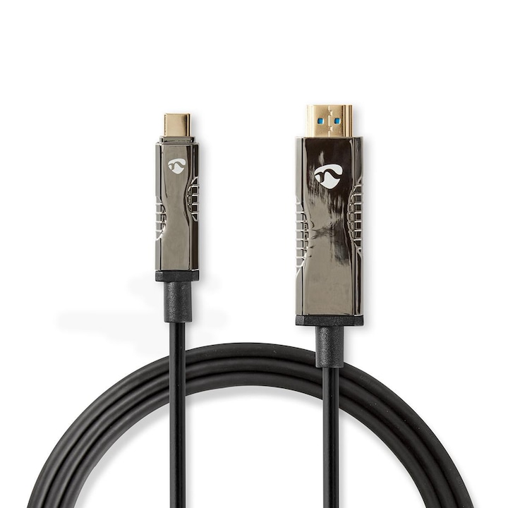 Кабел USB-C - Active Optical HDMI (AOC), 4K60Hz, 20m, черен, Nedis