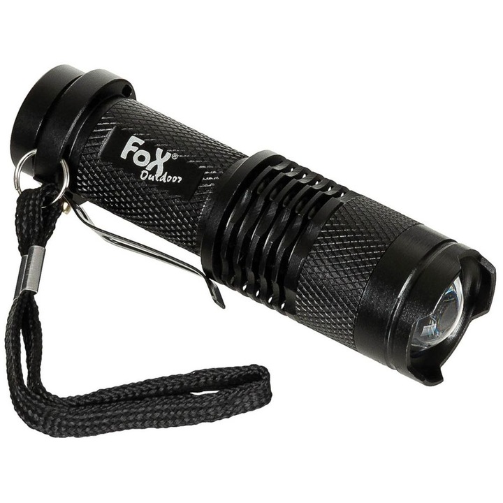 Мини фенерче, FOX Outdoor, бял LED, 3 режима на светене, неплъзгащ се, 300 лумена, 9 см