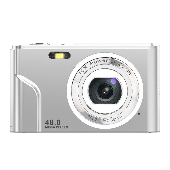 Aparat de fotografiat digital-argintiu + 32GB Card aparat de fotografiat model studentesc aparat de fotografiat cu auto-timer