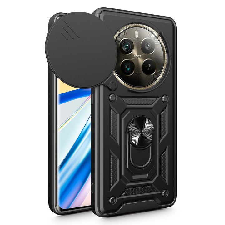 Премиум защитен калъф за телефон Camshield Pro, защита на камерата, устойчивост на удар, съвместим с Realme 12 Pro / 12 Pro+, черен