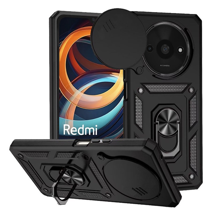 Кейс за Xiaomi Redmi A3, Urban Sol Cam Protect, черен