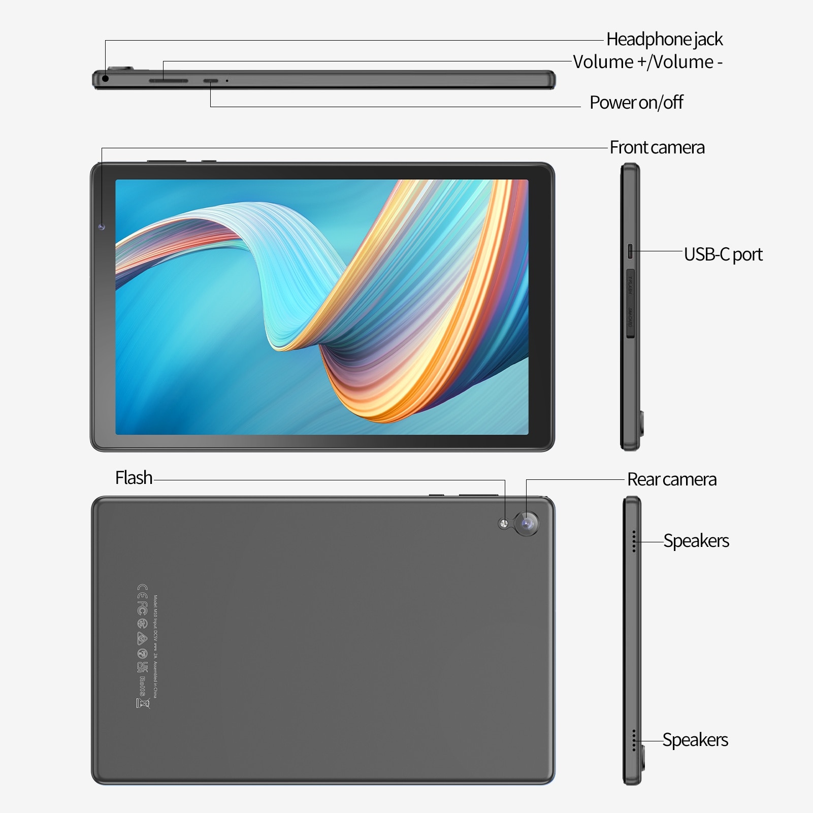 Tableta, ILIKE, 10.1", Android 12, 2 GB RAM, 32 GB ROM, HD, 6000mAh, Wi-Fi 6, GPS, Gri