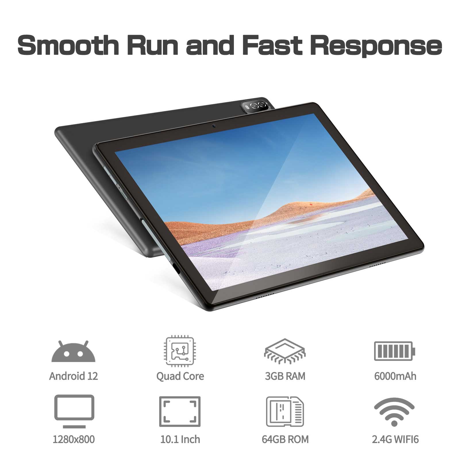 Tableta, ILIKE, 10.1", Android 12, 3 GB RAM, 64 GB ROM, HD, 6000 mAh, Wifi 6, GPS, Negru