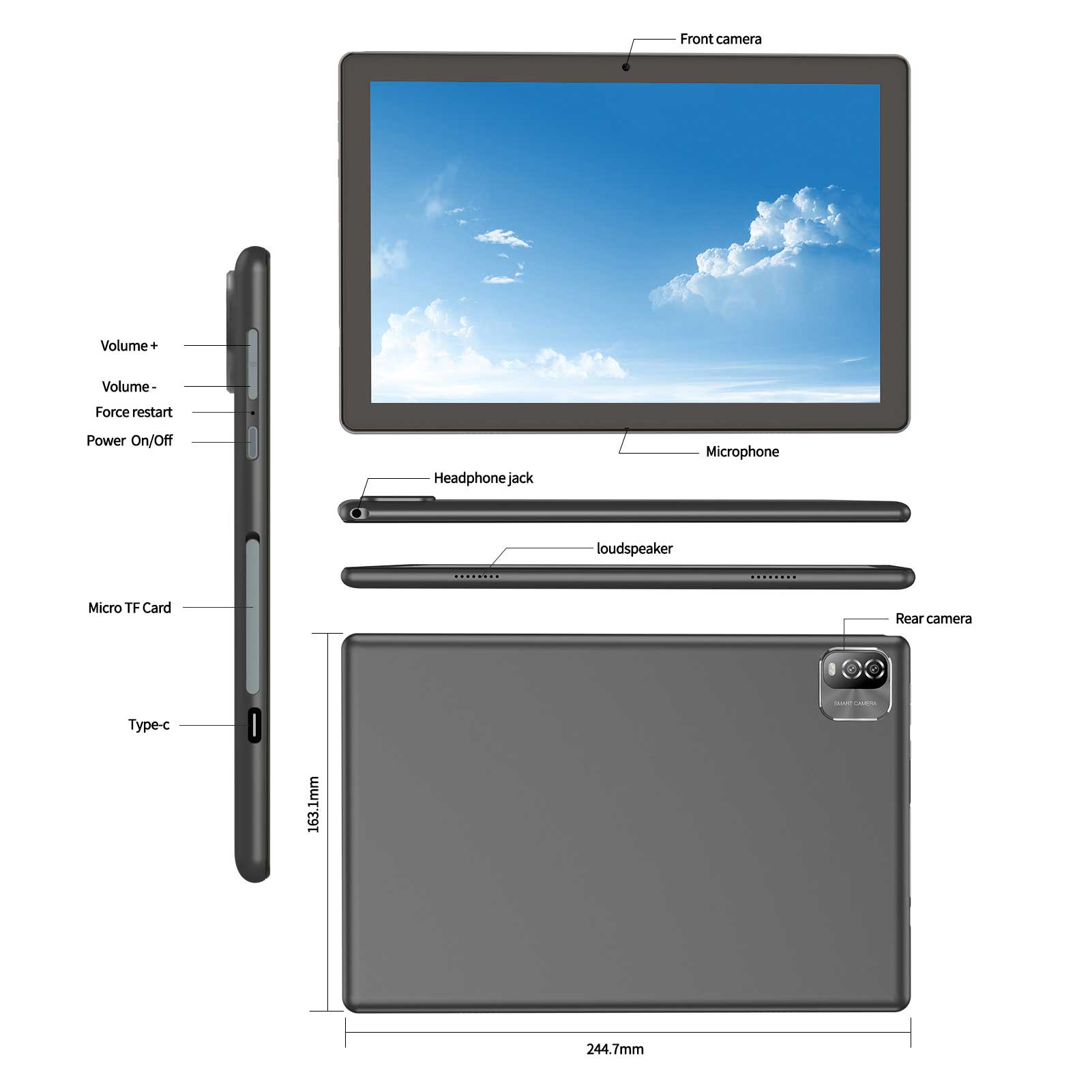 Tableta, ILIKE, 10.1", Android 12, 3 GB RAM, 64 GB ROM, HD, 6000 mAh, Wifi 6, GPS, Negru