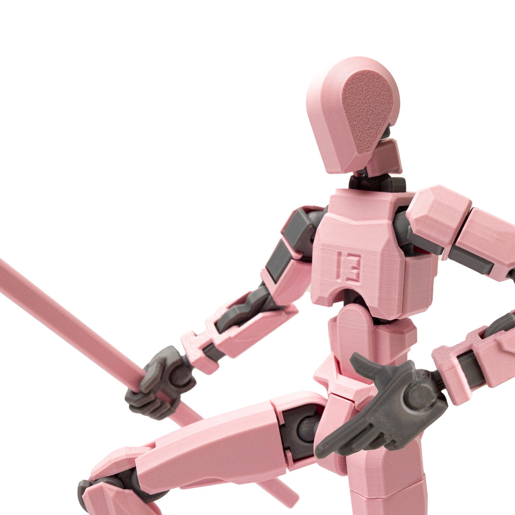 Robot jucarie cu articulatii R13m, mare, 23cm, imprimat 3D, roz - eMAG.ro