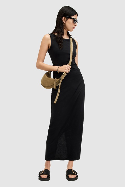 Allsaints, Дълга рокля Katarina с органичен памук, Черен