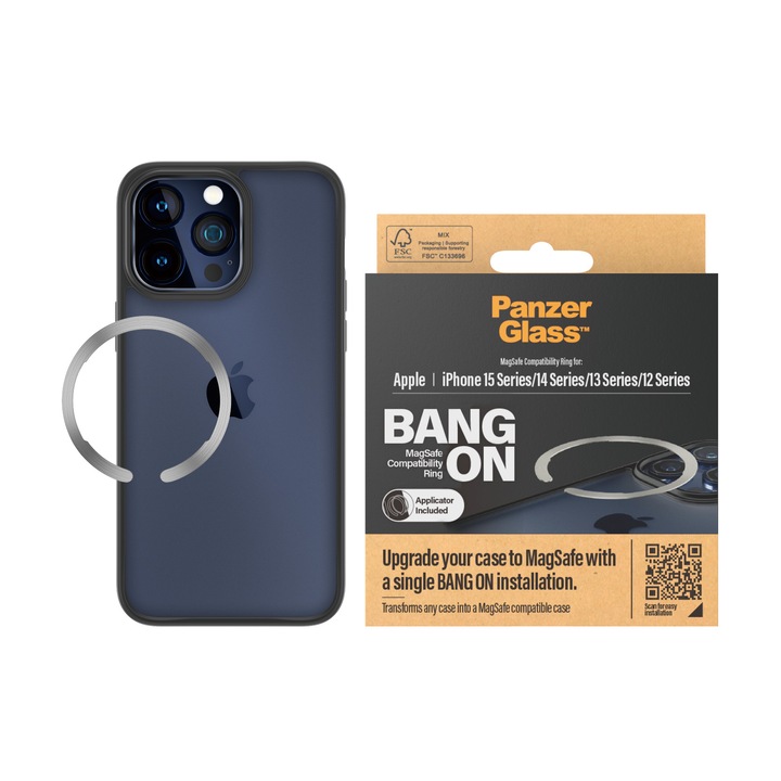 PanzerGlass Bang ON MagsafeCompatibility gyűrű iPhone 12 / 13 / 14 / 15 készülékhez 1189