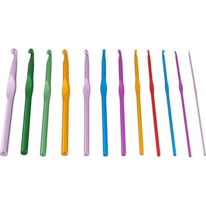 Set 12 Ace tricotat, Aluminiu, Multicolor