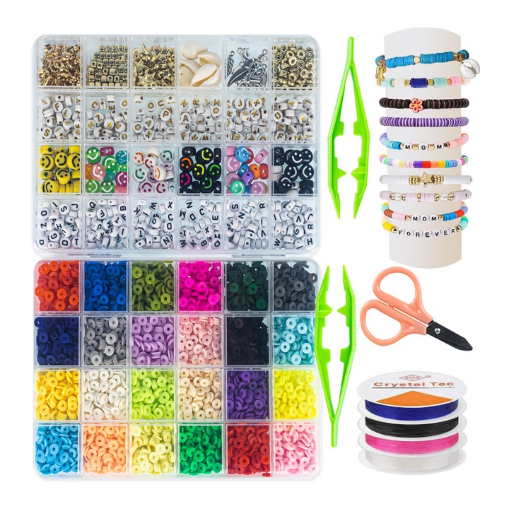 Set margele cu accesorii, 6+ ani, 7200 buc, Multicolor