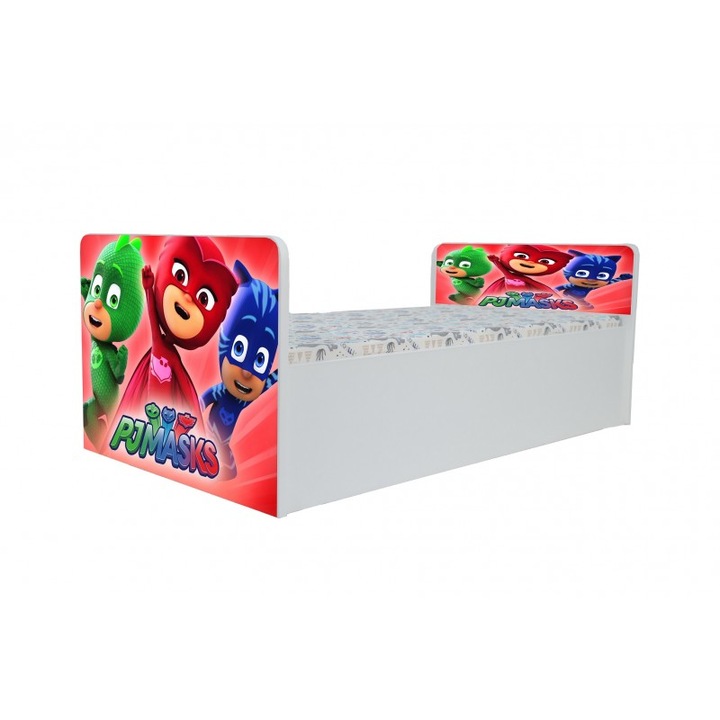 Детско легло Aero Eroi с пижама, 180x80 см, бяло/многоцветно, с включен матрак