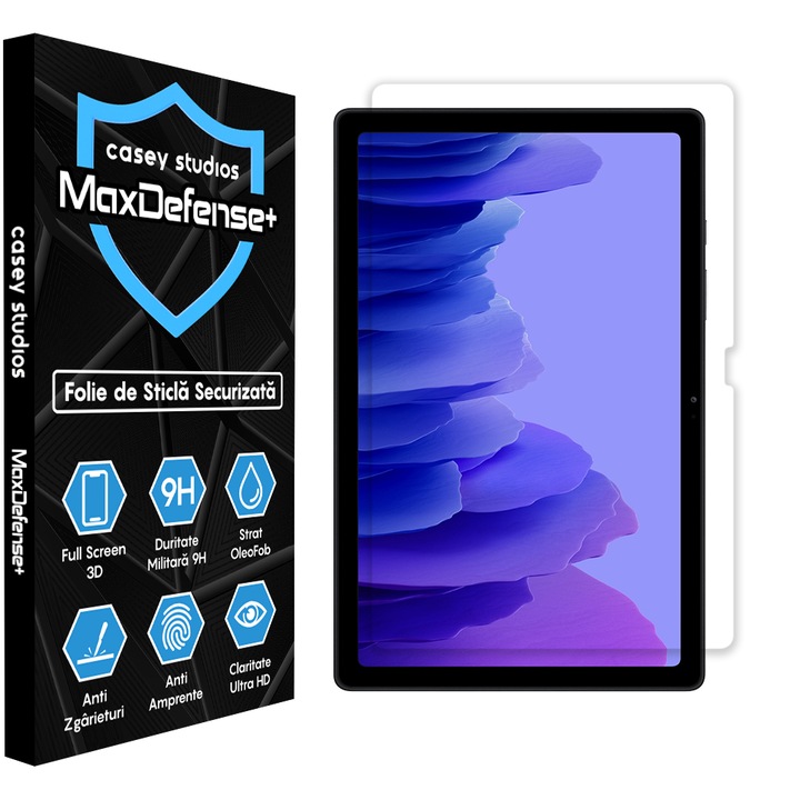 Folie Sticla CASEY STUDIOS™ pentru Samsung Galaxy Tab A7 10.4 2022/2020 T500/T503/T505/T507/T509), Full Cover 3D, Full Glue, Sticla Securizata, Duritate Militara, Ultra HD, Protectie Profesionala Ecran 3D, Anti Zgarieturi, Anti Socuri, Transparenta
