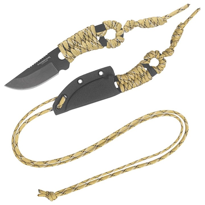 Cutit cu snur Paracord Carlitos, CondorTool&Knife, otel carbon, 137mm, multicolor