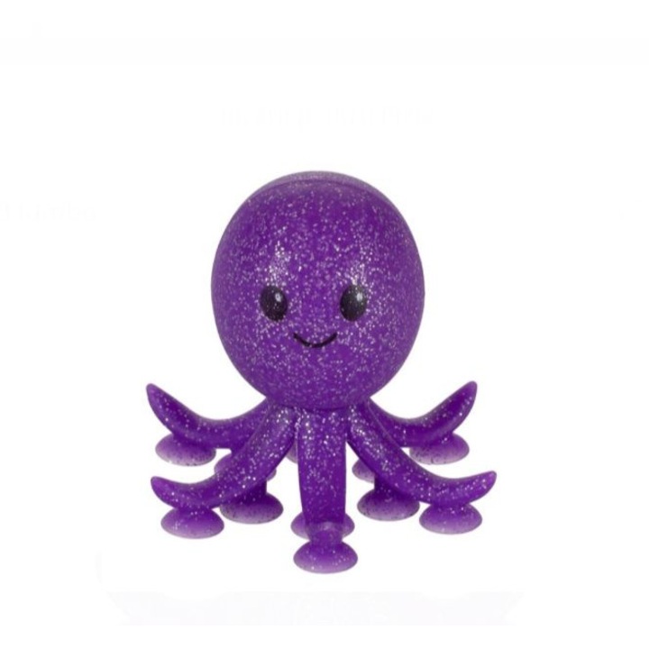 Jucarie Caracatita Fericita Mov Argintie cu Ventuze 7cm