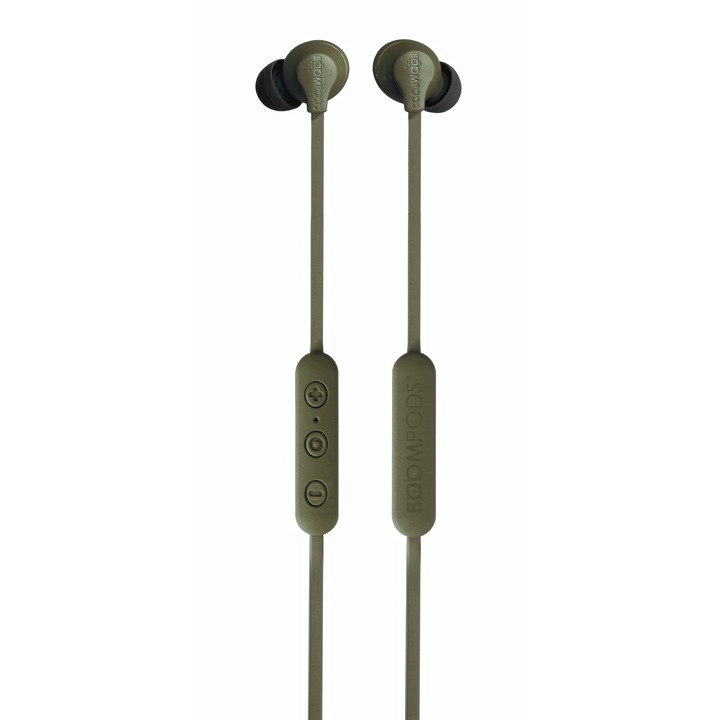 Военно зелени безжични bluetooth слушалки Boompods Sportline