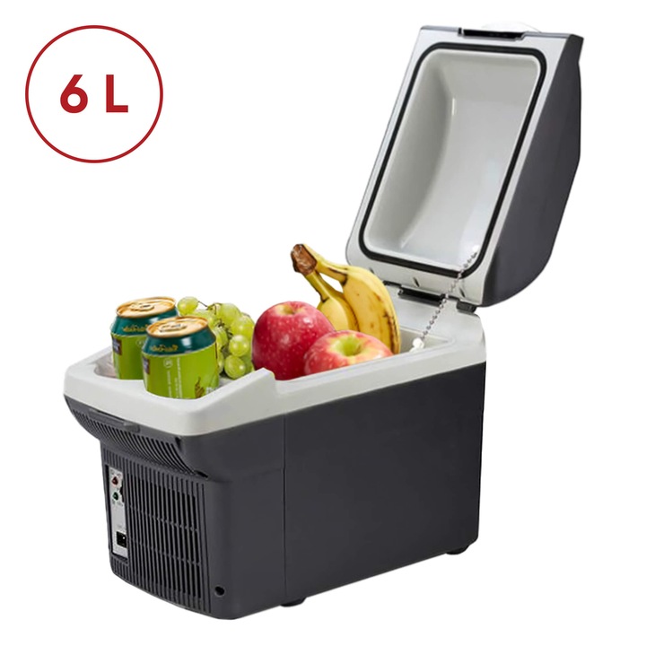 Lada frigorifica auto portabila AEG BK6, 12V, functie de racire si incalzire, capacitate 6L, suport pahare, curea de transport, 37 x 18 x 28.5 cm