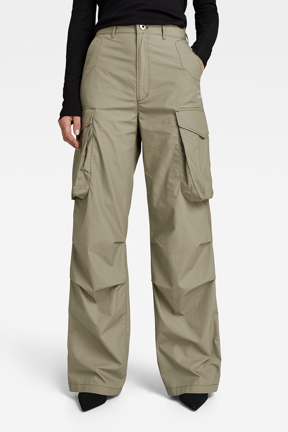 G-STAR, Pantaloni cargo cu talie inalta, Sparanghel, W25-L32