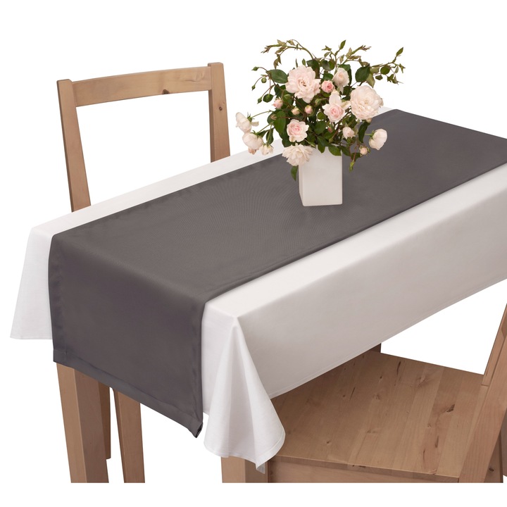 Voppi asztalkereszt, szürke, poliészter, 40x140cm