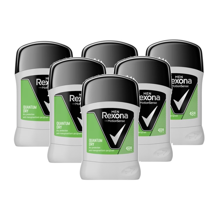 Férfi dezodor rúd Rexona Quantum Dry, 6 x 50 ml