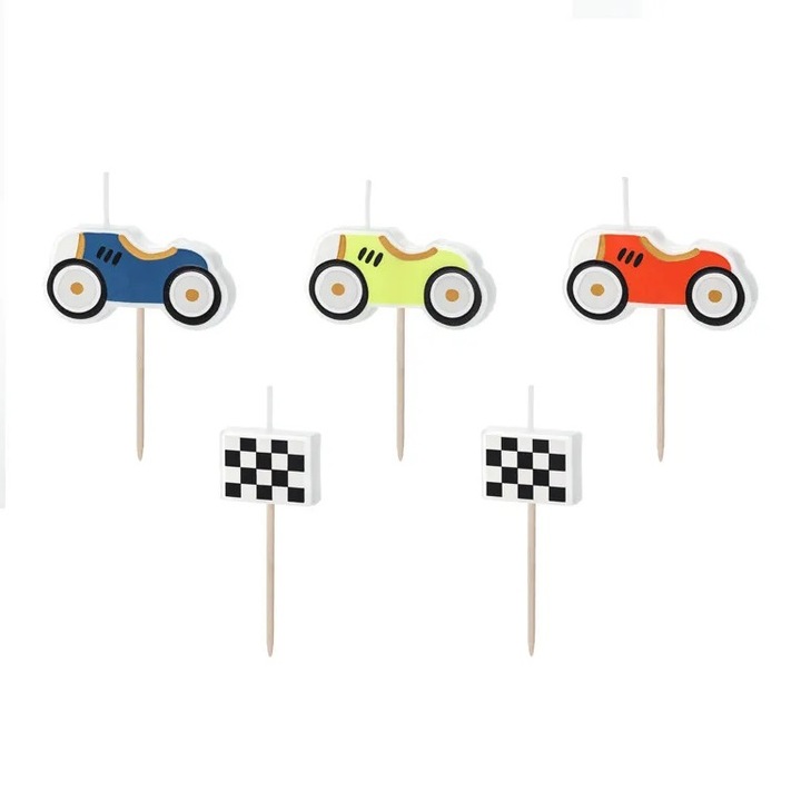 Комплект от 5 лампички за рожден ден, Party Deco, машинни форми, 2 x 12 x 9 cm, многоцветни