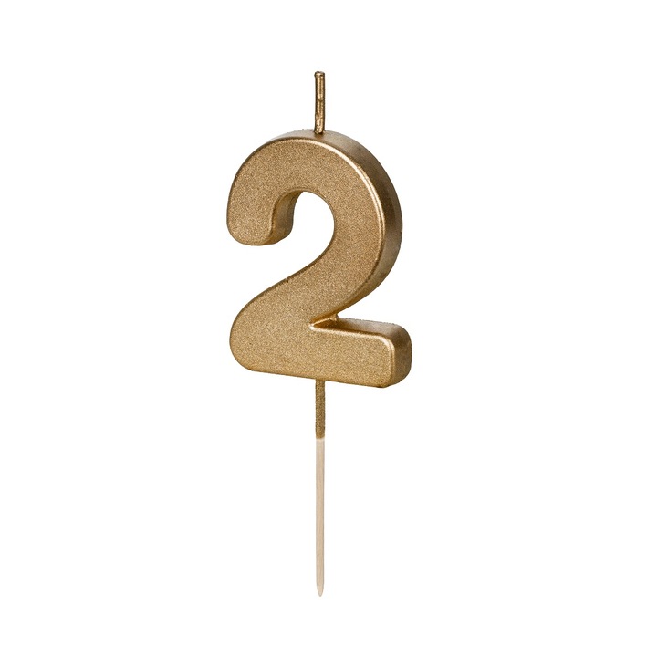 Свещ за рожден ден Party Deco, 4,5 см, златиста