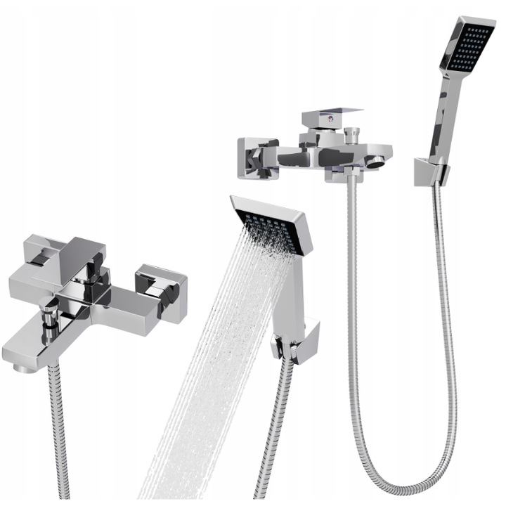 Set Dus + Baterie Cada + Para Dus, Granitan, Crom, 160 mm, Design Modern, Cap Ceramic, Rezistenta La Temperaturi, Furtun 150 cm, Montaj Usor, Compatibilitate Universala, Ideal Pentru Baie, Practic Zilnic Si Durabil Pentru Utilizare