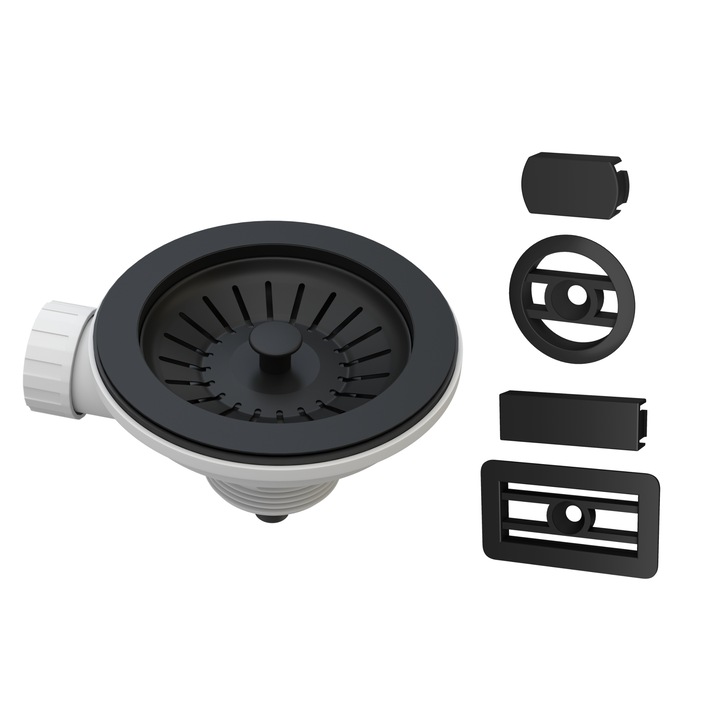 Capac Chiuveta, Granitan, Negru, Universal, Durabil Si Estetic, Scurgere Eficienta A Apei, Usor De Montat, Design Modern, Rezistent La Zgarieturi Si Temperatura Ridicata