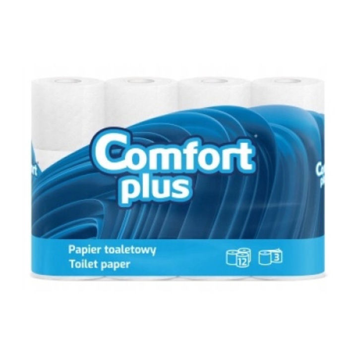 Тоалетна хартия Comfort Plus 3 пласта 12 ролки