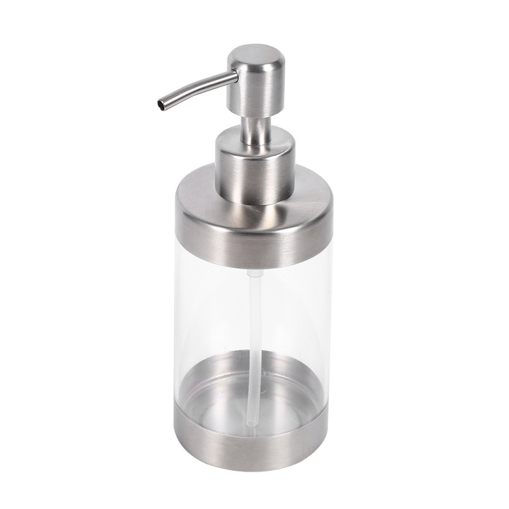 QttvbTna szappanadagoló, rozsdamentes acél és akril, 350 ml, 6,6x11,6 cm