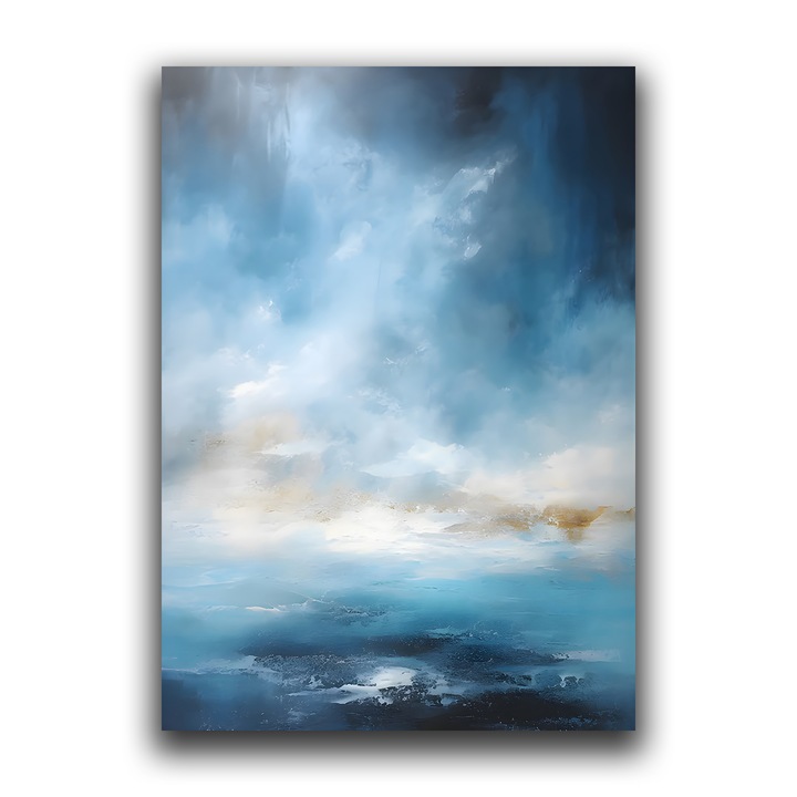 Първокласна картина на платно, LuxCanva® C1196, Град, погледнат от самолет, 95 X 135 CM, 100% памучно платно 400 g/m2, Дървена рамка, Релаксация, Всекидневна, Живи цветове