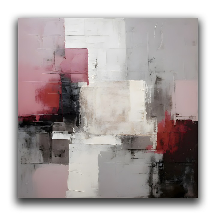 Картина на платно, LuxCanva® C1197, абстрактно червено и черно, 50 X 50 CM, 100% памучно платно 400g/m2, дървена рамка, цветове, декоративен, всекидневна, живи цветове