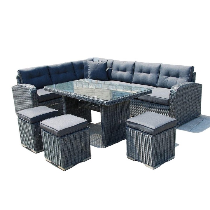 Set mobilier gradina, Rojaplast, MONTREAL, Ratan/Poliester, Gri Antracit