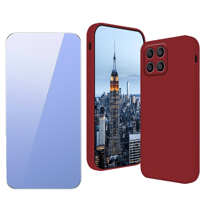 2.5D edzett üvegfólia készlet, UHD Clarity, 3D Touch és matt szilikon tok Honor X8b-hez, OPTIM MEGOLDÁS, Kameravédelem, Soft Liquid TPU, SlimFit, környezetbarát, hivatalos és alapkialakítás, könnyű, emelt élek, sötétkék
