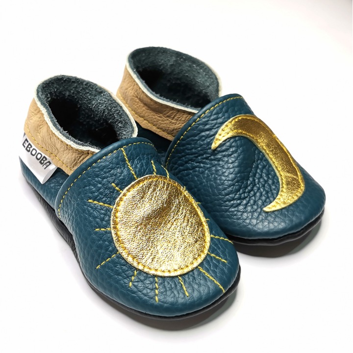 termeszetes bor csizma nap-hold dizajnnal, Kék, 23 EU