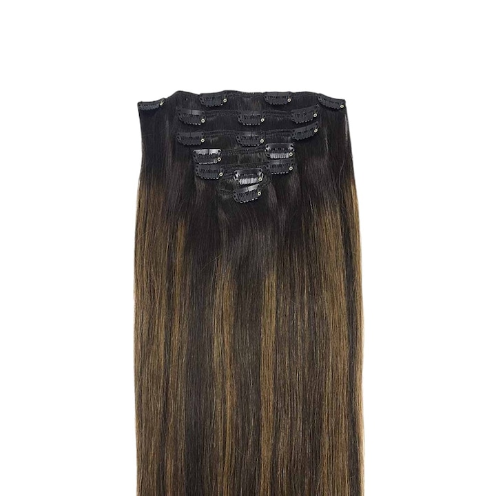 Természetes hajhosszabbítás Nova Art Beauty Clip On Black Collection Twisted 1B-16 40 cm