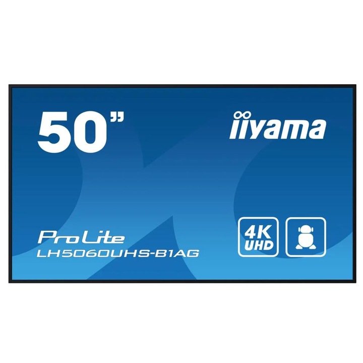 IPS LED Professzionális Képernyő Iiyama 49,5" LH5060UHS-B1AG, UHD 3840 x 2160, HDMI, Hangszórók, fekete